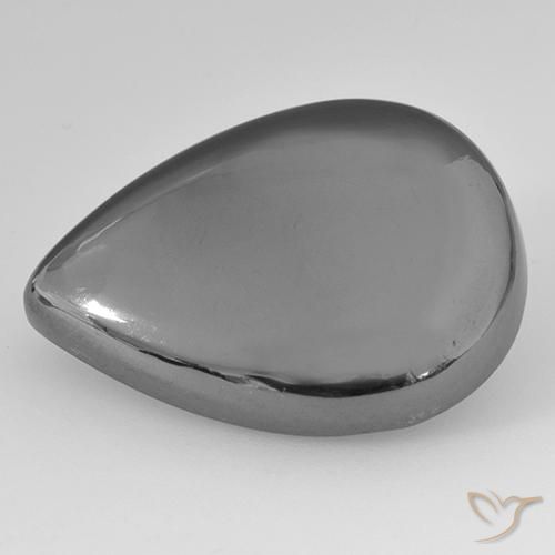 31.03ct طبيعي رمادى فضى هيماتيت حجر الدم, شكل الكمثرى, غير شفاف