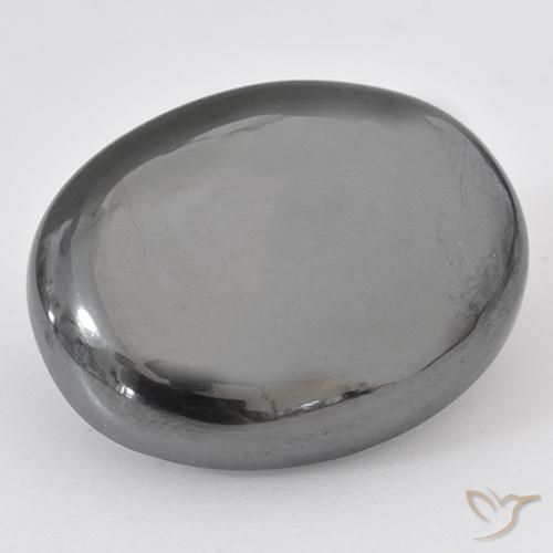 36.93ct طبيعي رمادى فضى هيماتيت حجر الدم, بيضوي, غير شفاف