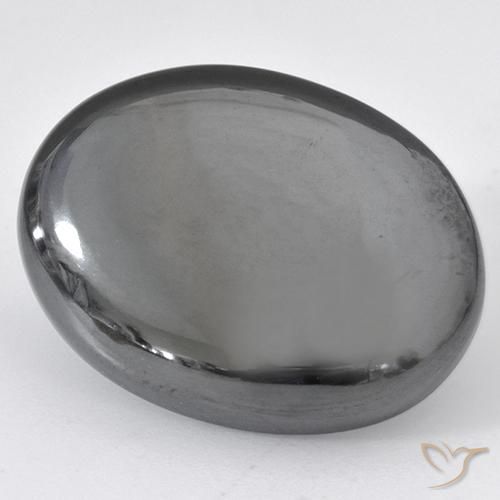 37.03ct طبيعي رمادى فضى هيماتيت حجر الدم, بيضوي, غير شفاف