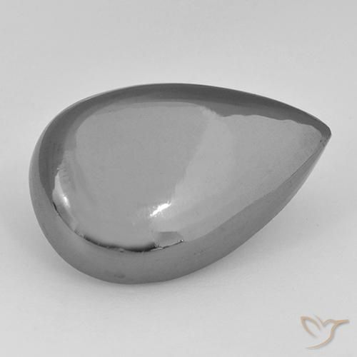 33.84ct طبيعي رمادى فضى هيماتيت حجر الدم, شكل الكمثرى, غير شفاف