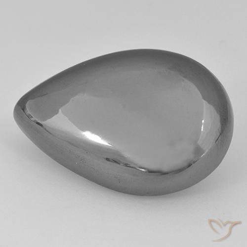 40.28ct طبيعي رمادى فضى هيماتيت حجر الدم, شكل الكمثرى, غير شفاف