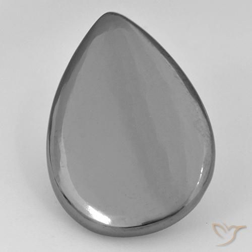 18.31ct طبيعي رمادى فضى هيماتيت حجر الدم, شكل الكمثرى, غير شفاف
