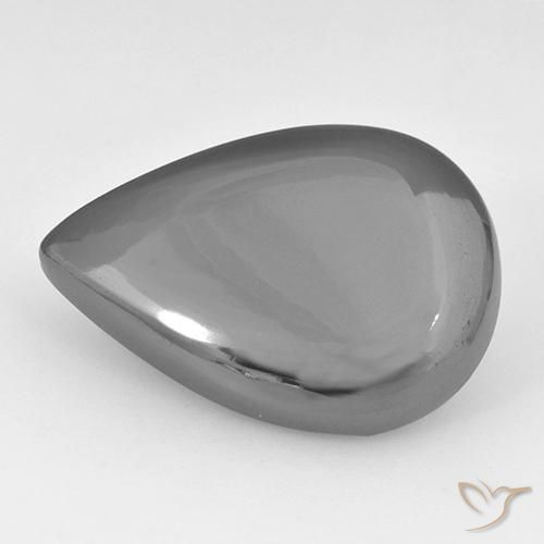 28.42ct طبيعي رمادى فضى هيماتيت حجر الدم, شكل الكمثرى, غير شفاف