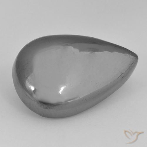 30.63ct طبيعي رمادى فضى هيماتيت حجر الدم, شكل الكمثرى, غير شفاف