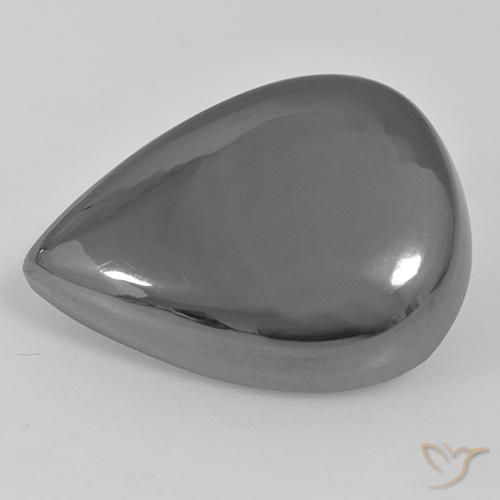 35.97ct طبيعي رمادى فضى هيماتيت حجر الدم, شكل الكمثرى, غير شفاف