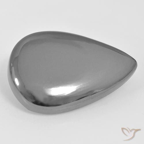 33.96ct طبيعي رمادى متوسط هيماتيت حجر الدم, شكل الكمثرى, غير شفاف