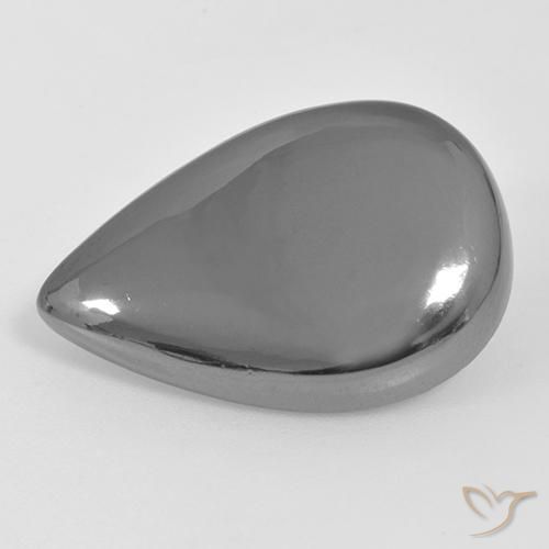 27.45ct طبيعي رمادى متوسط هيماتيت حجر الدم, شكل الكمثرى, غير شفاف