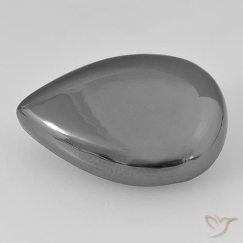 28.91ct طبيعي رمادى فضى هيماتيت حجر الدم, شكل الكمثرى, غير شفاف