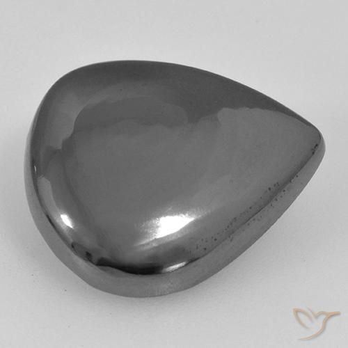 16.86ct طبيعي رمادى فضى هيماتيت حجر الدم, شكل الكمثرى, غير شفاف