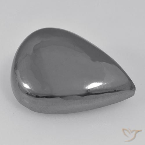 35.60ct طبيعي رمادى فضى هيماتيت حجر الدم, شكل الكمثرى, غير شفاف