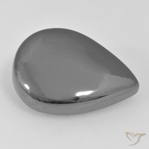 31.22ct طبيعي رمادى فضى هيماتيت حجر الدم, شكل الكمثرى, غير شفاف
