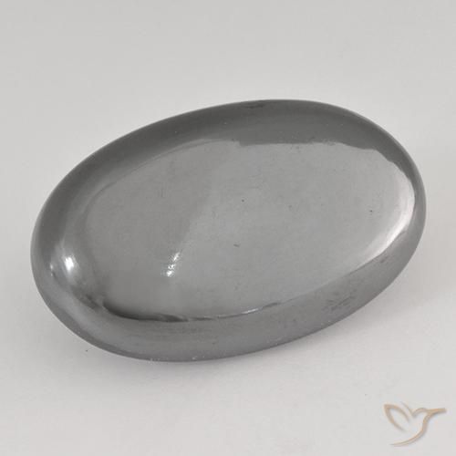 31.84ct طبيعي رمادى متوسط هيماتيت حجر الدم, بيضوي, غير شفاف