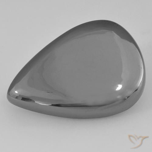 28.80ct طبيعي رمادى فضى هيماتيت حجر الدم, شكل الكمثرى, غير شفاف