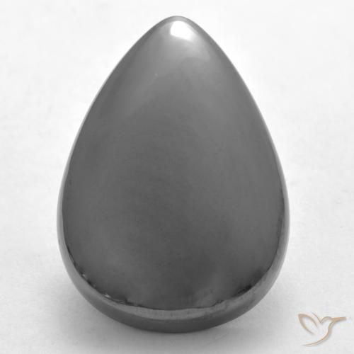 30.61ct طبيعي رمادى فضى هيماتيت حجر الدم, شكل الكمثرى, غير شفاف
