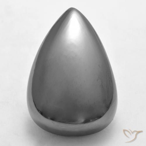 34.68ct طبيعي رمادى فضى هيماتيت حجر الدم, شكل الكمثرى, غير شفاف