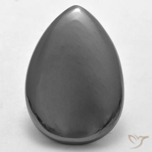 26.26ct طبيعي رمادى فضى هيماتيت حجر الدم, شكل الكمثرى, غير شفاف