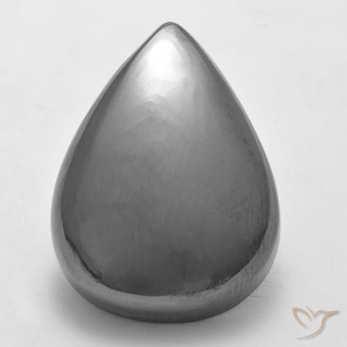 34.04ct طبيعي رمادى فضى هيماتيت حجر الدم, شكل الكمثرى, غير شفاف