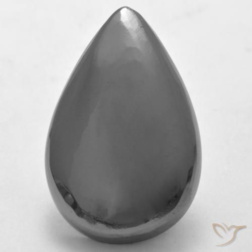 27.12ct طبيعي رمادى فضى هيماتيت حجر الدم, شكل الكمثرى, غير شفاف