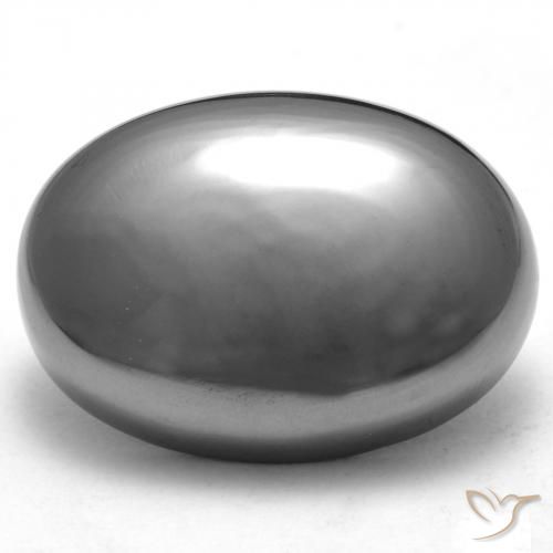 29.63ct طبيعي رمادى فضى هيماتيت حجر الدم, بيضوي, غير شفاف