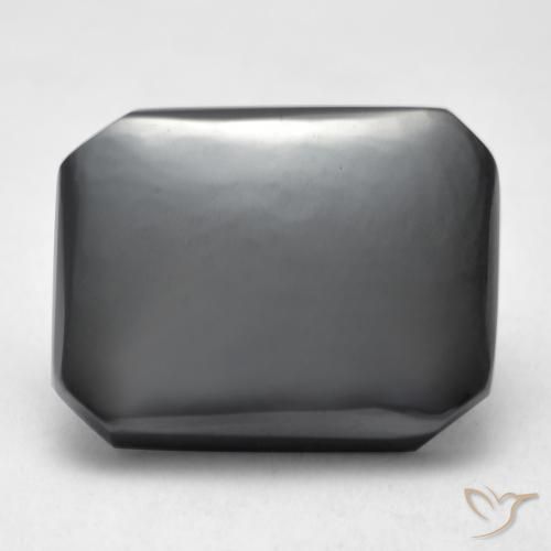 14.86ct طبيعي رمادى متوسط هيماتيت حجر الدم, قص الزمرد, غير شفاف