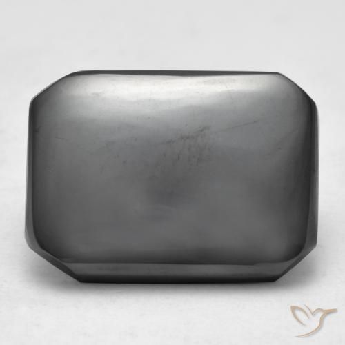 16.40ct طبيعي رمادى متوسط هيماتيت حجر الدم, قص الزمرد, غير شفاف