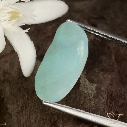 6.00ct طبيعي أخضر مزرق هيميمورفيت دروزي, بيضوي, نصف شفاف