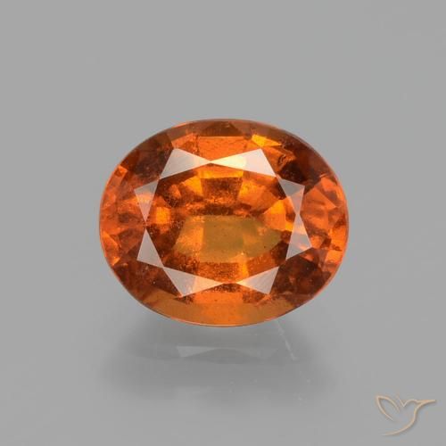 2.10ct طبيعي برتقالى متوسط عقيق هيسونيت, بيضوي, VS-SI