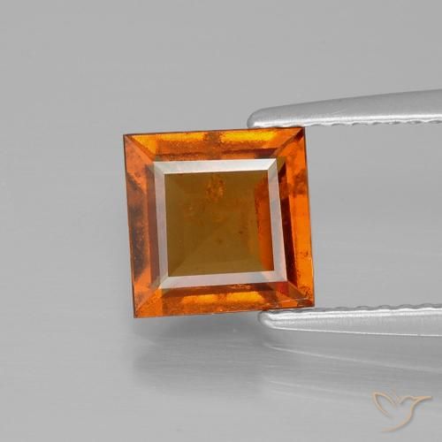 2.01ct طبيعي برتقالى داكن-متوسط عقيق هيسونيت, مربع, VS-SI