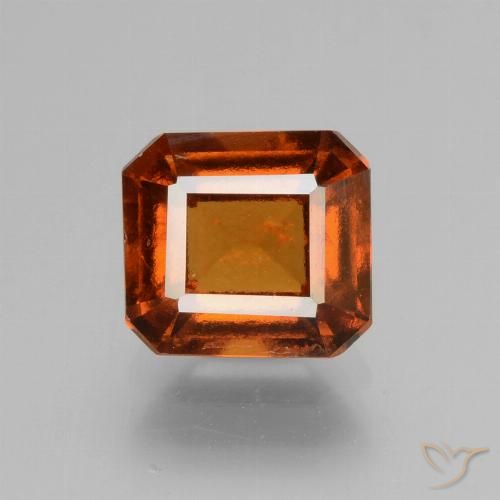 2.28ct طبيعي برتقالى غامق عقيق هيسونيت, قص الزمرد, VS-SI