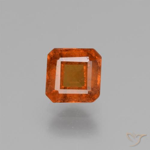 1.28ct طبيعي برتقالى متوسط عقيق هيسونيت, قص الزمرد, VS-SI