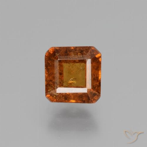 1.48ct طبيعي برتقالى غامق عقيق هيسونيت, قص الزمرد, VS-SI