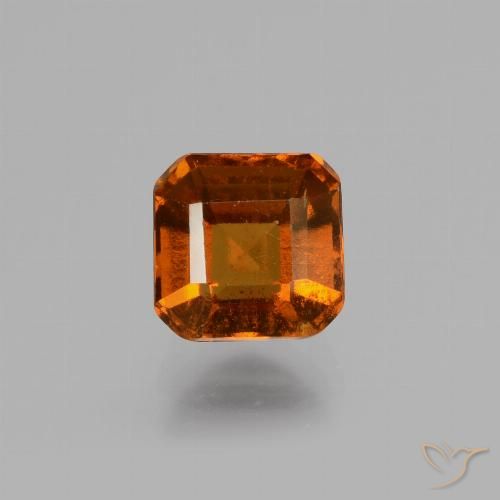 1.56ct طبيعي برتقالى غامق عقيق هيسونيت, قص الزمرد, قليلا جدا