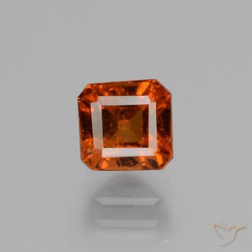 1.58ct طبيعي برتقالى داكن عقيق هيسونيت, قص الزمرد, VS-SI