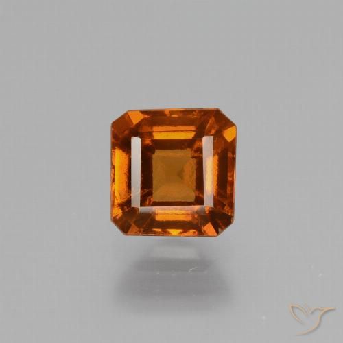 1.27ct طبيعي برتقالى غامق عقيق هيسونيت, قص الزمرد, قليلا جدا