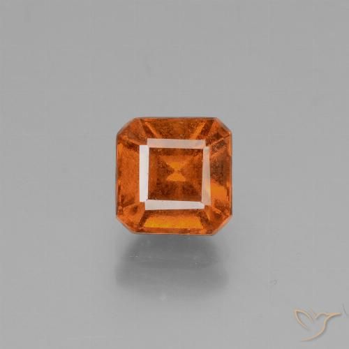 1.56ct طبيعي برتقالى متوسط عقيق هيسونيت, قص الزمرد, قليلا جدا