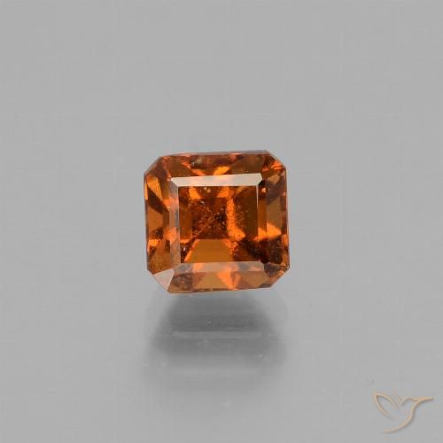1.41ct طبيعي برتقالى غامق عقيق هيسونيت, قص الزمرد, قليلا جدا