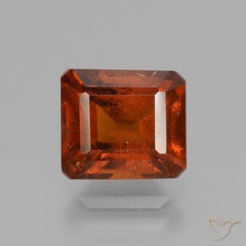 2.84ct طبيعي برتقالى نارى عقيق هيسونيت, قص الزمرد, VS-SI