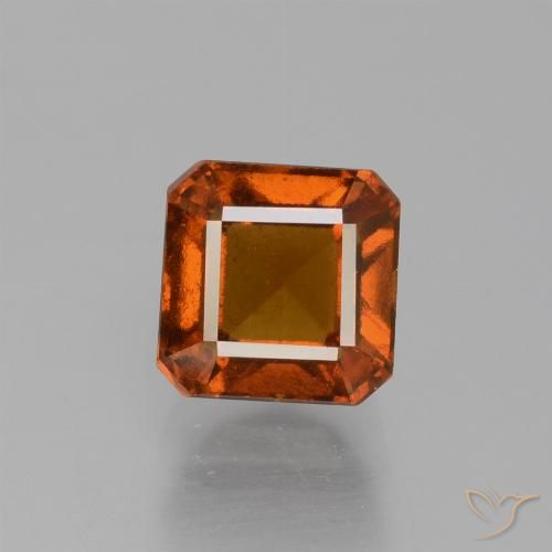1.76ct طبيعي برتقالى غامق عقيق هيسونيت, قص الزمرد, قليلا جدا