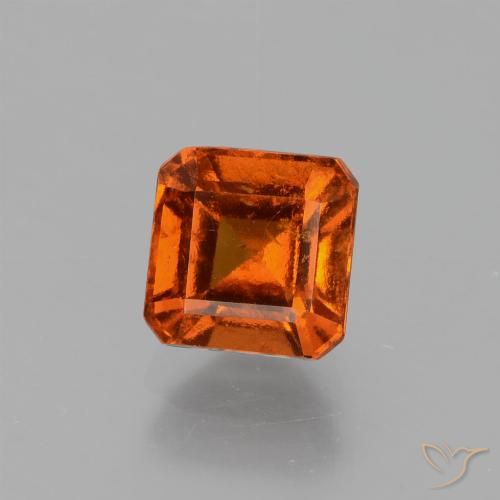 1.57ct طبيعي برتقالى كهرمانى عقيق هيسونيت, قص الزمرد, VS-SI