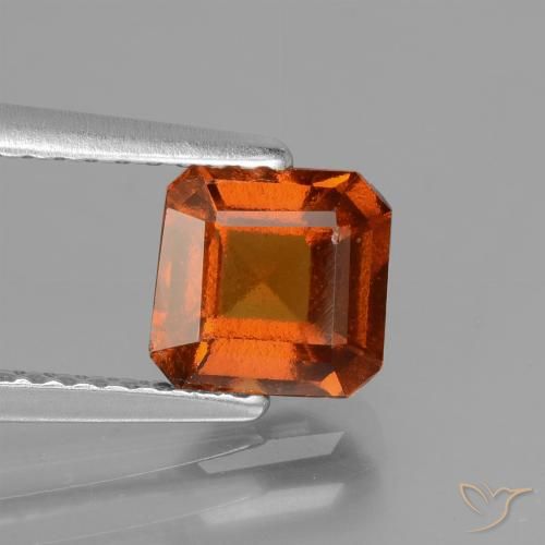 1.42ct طبيعي برتقالى غامق عقيق هيسونيت, قص الزمرد, VS-SI