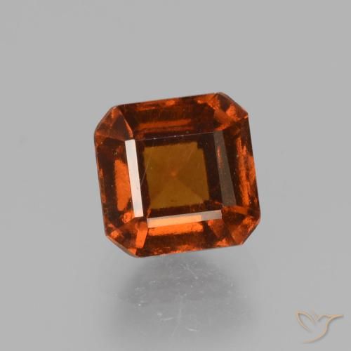 1.55ct طبيعي برتقالى غامق عقيق هيسونيت, قص الزمرد, قليلا جدا