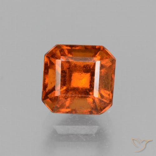 1.52ct طبيعي برتقالى كهرمانى عقيق هيسونيت, قص الزمرد, قليلا جدا