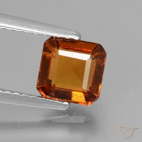 1.47ct طبيعي برتقالى غامق عقيق هيسونيت, قص الزمرد, قليلا جدا