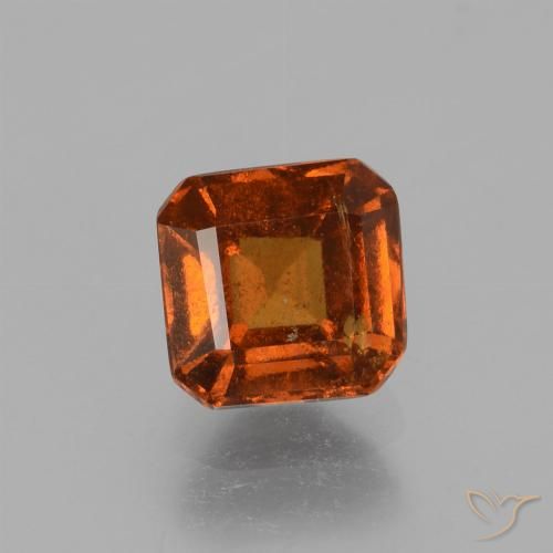 1.60ct طبيعي برتقالى متوسط عقيق هيسونيت, قص الزمرد, VS-SI