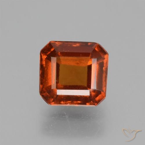 1.52ct طبيعي برتقالى كهرمانى عقيق هيسونيت, قص الزمرد, قليلا جدا