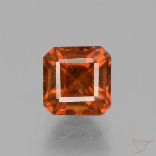 1.67ct طبيعي برتقالى كهرمانى عقيق هيسونيت, قص الزمرد, قليلا جدا