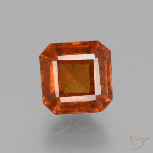 1.87ct طبيعي برتقالى كهرمانى عقيق هيسونيت, قص الزمرد, قليلا جدا