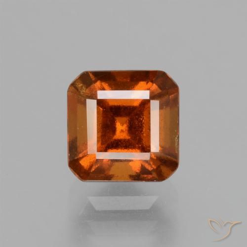 1.57ct طبيعي برتقالى غامق عقيق هيسونيت, قص الزمرد, قليلا جدا