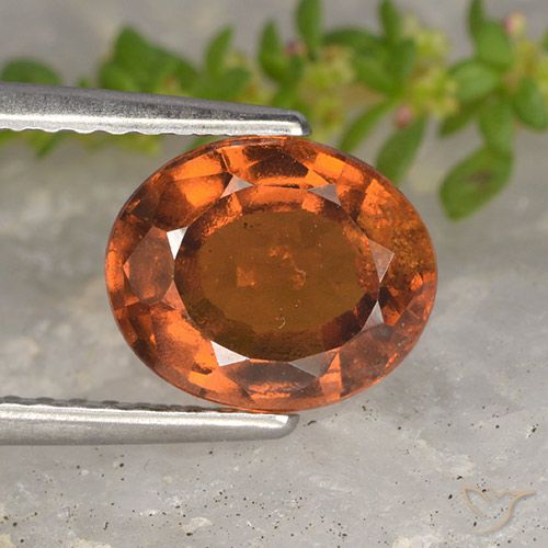 2.15ct طبيعي برتقالى داكن-متوسط عقيق هيسونيت, بيضوي, VS-SI