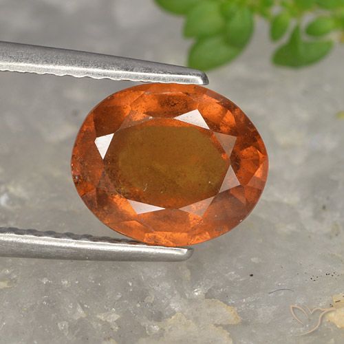 2.04ct طبيعي برتقالى داكن-متوسط عقيق هيسونيت, بيضوي, VS-SI